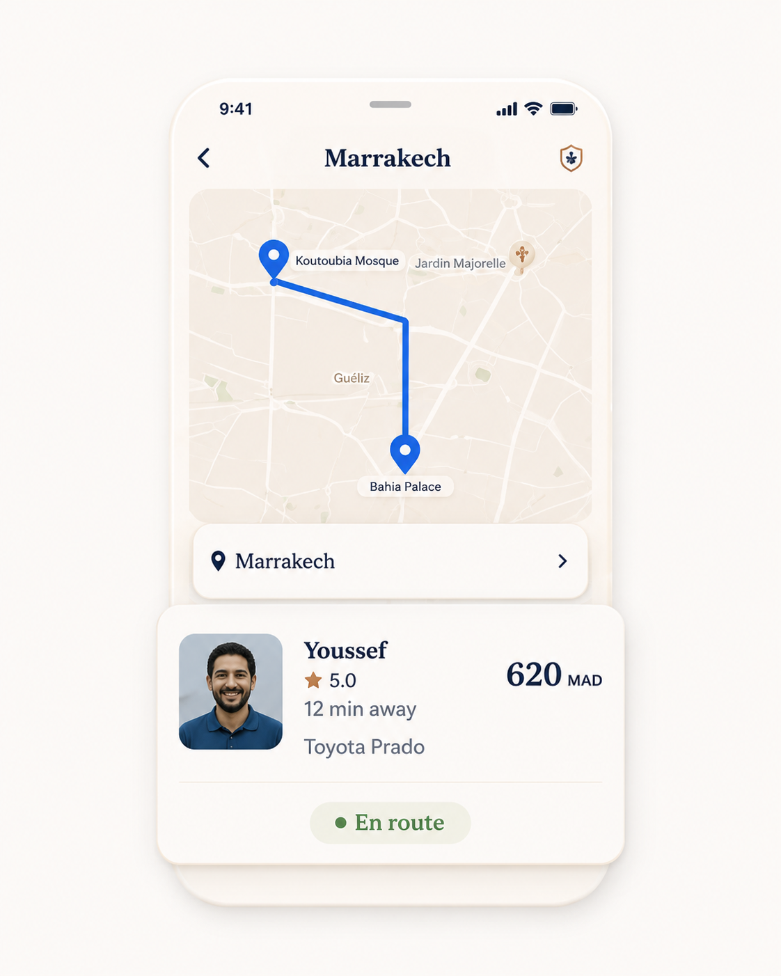 Tourist ride tracking app preview